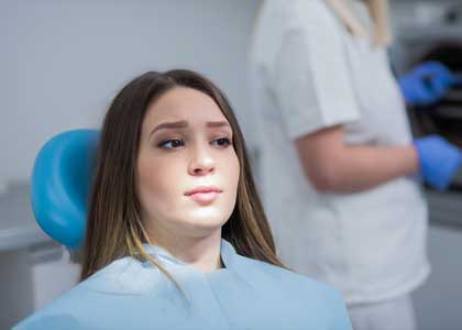Women sitting dental care